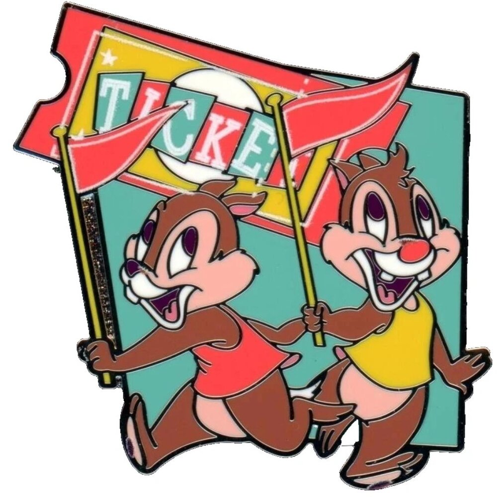 Disney CHIP and DALE Ticket and Banners PLAY IN THE PARK Mystery PIN Cute!